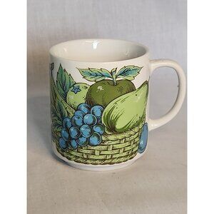 Vintage Fruit Basket Coffee Mug Tea Cup Green Blue Japan